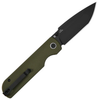 CJRB Nova Folding Knife Green G10 Handle AR-RPM9 Tanto Plain Black Blade J1937-BGN