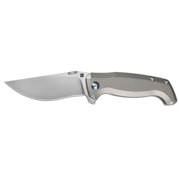 Artisan Cutlery Kami Folding Knife Gray Titanium Handle S35VN Recurve Drop Point Plain Edge 1864G-GY