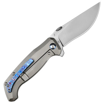 Artisan Cutlery Kami Folding Knife Gray Titanium Handle S35VN Recurve Drop Point Plain Edge 1864G-GY