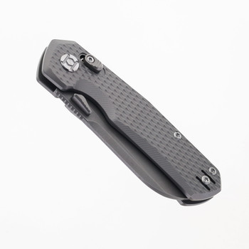 Kunwu Compact Chad Folding Knife Grey Titanium Handle PM60 Plain Edge Stonewash SX703C-T1