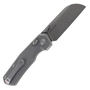 Kunwu Compact Chad Folding Knife Grey Titanium Handle PM60 Plain Edge Stonewash SX703C-T1