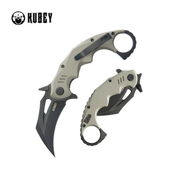 Kubey Mini Wrath Folding Knife Tan G10 Handle 14C28N Karambit Plain Edge Blackwash Finish KU262G Kubey Mini Wrath Folding Knife Tan G10 Handle 14C28N Karambit Plain Edge Blackwash Finish KU262G