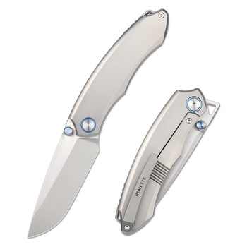 Remette Folding Knife Titanium Handle M390 Drop Point Plain Edge WD108-G