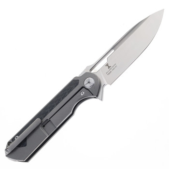 TwoSun Folding Knife Black Titanium/Carbon Fiber Handle YJ01-V1  Plain Edge TS226-YJ01-V1