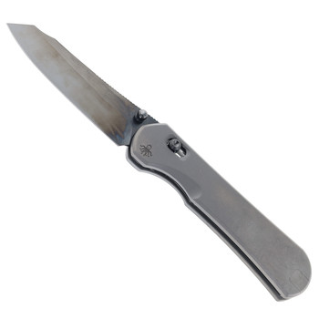Piratech Folding Knife Gray Titanium Handle S90V Sheepsfoot Plain
