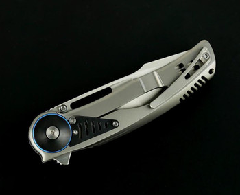 Reate Knives GTR Pocket Knife Bead Blasted Titanium Handle with Zirconium Inlay M390 Hand Satin Blade