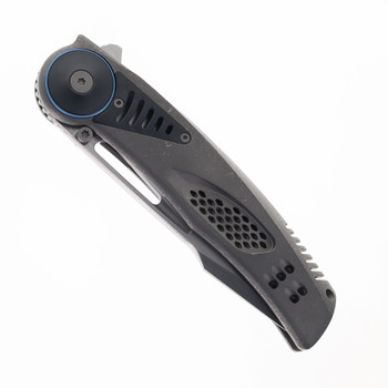 Reate Knives GTR Pocket Knife Dark Bead Blasted Titanium Handle with Zirconium Inlay M390 Hand Satin Blade