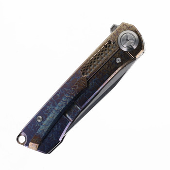 TwoSun Folding Knife Color Titanium Handle M390 Plain Edge TS383-M390-Color