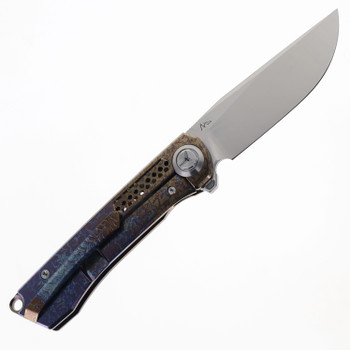 TwoSun Folding Knife Color Titanium Handle M390 Plain Edge TS383-M390-Color