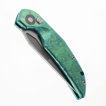 TwoSun Button Lock Folding Knife Color Crystallized Green Handle M390 Plain Edge TS210-CRYGR