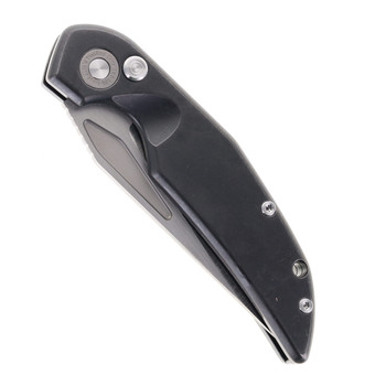 TwoSun Tepe Design Button Lock Folding Knife Black Titanium Handle M390 Plain Edge TS210-BLK