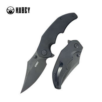 Kubey Ceto Folding Knife Tifany Black G10 Handle 14C28N Clip Point Plain Edge Blackwash Finish KU181D