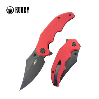 Kubey Ceto Folding Knife Red G10 Handle 14C28N Clip Point Plain Edge Blackwash Finish KU181E Kubey Ceto Folding Knife Red G10 Handle 14C28N Clip Point Plain Edge Blackwash Finish KU181E
