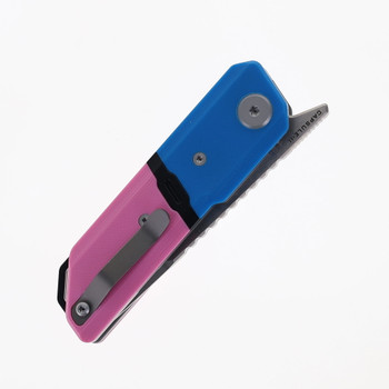 Maxace Capsule Pocket Knife Pink & Blue G10 Handle Front Flipper MMM27-2-C