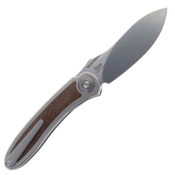 TwoSun TS481 Folding Knife Front Flipper Titanium Handle Micarta Inlay c1428n Blade Steel