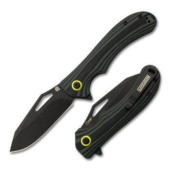Rosecraft Walleye Folding Knife Black G10 Handle RPM9 Modified Clip Point Plain Black Blade RCM018-BK