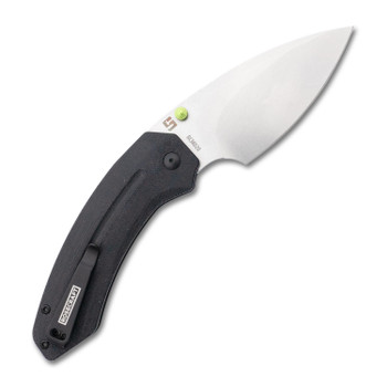 Rosecraft Bowfin Folding Knife Black Micarta Handle RPM9 Drop Point Plain Edge Satin Finish RCM020