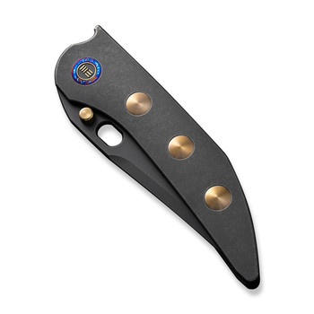 WE Attor Folding Knife Black/Gold Titanium Handle 20CV Modified Persion Plain Edge Black Stonewash Finish WE23037-1 WE Attor Folding Knife Black/Gold Titanium Handle 20CV Modified Persion Plain Edge Black Stonewash Finish WE23037-1