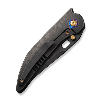 WE Attor Folding Knife Black/Gold Titanium Handle 20CV Modified Persion Plain Edge Black Stonewash Finish WE23037-1 WE Attor Folding Knife Black/Gold Titanium Handle 20CV Modified Persion Plain Edge Black Stonewash Finish WE23037-1