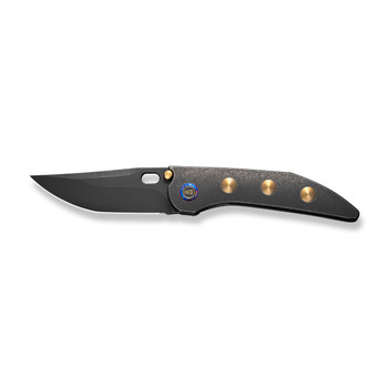WE Attor Folding Knife Black/Gold Titanium Handle 20CV Modified Persion Plain Edge Black Stonewash Finish WE23037-1 WE Attor Folding Knife Black/Gold Titanium Handle 20CV Modified Persion Plain Edge Black Stonewash Finish WE23037-1