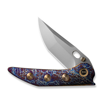 WE Attor Folding Knife Flamed/Gold Titanium Handle 20CV Modified Persion Plain Edge Polished Bead Blast Finish WE23037-2 WE Attor Folding Knife Flamed/Gold Titanium Handle 20CV Modified Persion Plain Edge Polished Bead Blast Finish WE23037-2