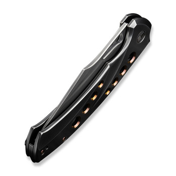 WE Swiftfin Folding Knife Polished Gray/Dark Golden Titanium Handle 20CV Modified Clip Point Plain Edge Polished Gray Finish WE23051-3