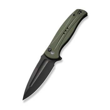 Civivi Incindie Button Lock Folding Knife OD Green G10 Handle 14C28N Spear Point Plain Edge Black Stonewash Finish C23053-2