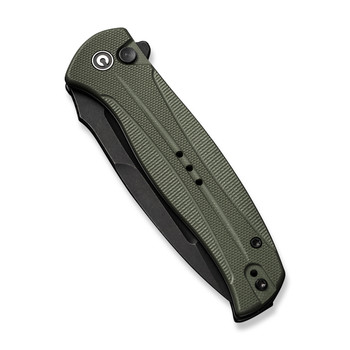 Civivi Incindie Button Lock Folding Knife OD Green G10 Handle 14C28N Spear Point Plain Edge Black Stonewash Finish C23053-2