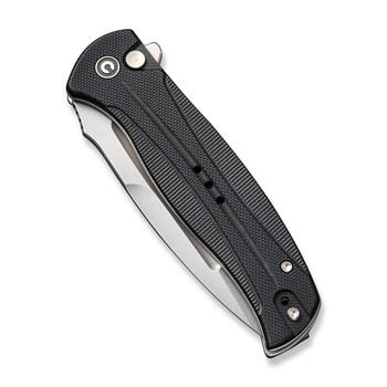 Civivi Incindie Button Lock Folding Knife Black G10 Handle 14C28N Spear Point Plain Edge Stonewash Finish C23053-3