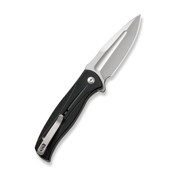 Civivi Incindie Button Lock Folding Knife Black G10 Handle 14C28N Spear Point Plain Edge Stonewash Finish C23053-3