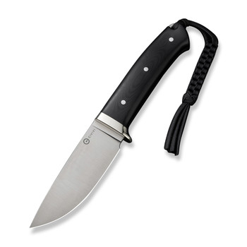 Civivi Cloud Peak Fixed Blade Knife Black G10/Nickel-Silver Guard Handle Nirto-V Drop Point Plain Edge Satin Finish C23044-1