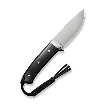 Civivi Cloud Peak Fixed Blade Knife Black G10/Nickel-Silver Guard Handle Nirto-V Drop Point Plain Edge Satin Finish C23044-1