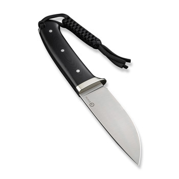 Civivi Cloud Peak Fixed Blade Knife Black G10/Nickel-Silver Guard Handle Nirto-V Drop Point Plain Edge Satin Finish C23044-1