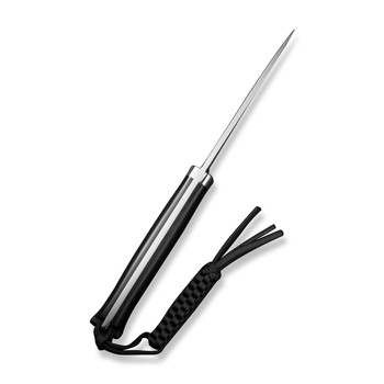 Civivi Cloud Peak Fixed Blade Knife Black G10/Nickel-Silver Guard Handle Nirto-V Drop Point Plain Edge Satin Finish C23044-1