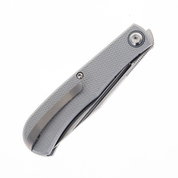 Daedalus Knife Co. Lab Folding Knife Gray Aluminum Handle Belt Satin Finish 154CM Blade DKC-L6 Daedalus Knife Co. Lab Folding Knife Gray Aluminum Handle Belt Satin Finish 154CM Blade DKC-L6