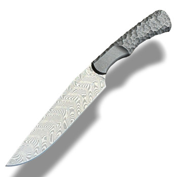 Bastard Knives TISSK Fixed Blade Knife Titanium Handle Balbach Damascu Blade