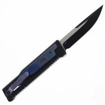 Reate EXO Pocket Knife Blue Titanium Inlay Handle PVD/Satin Emax Drop Point Blade