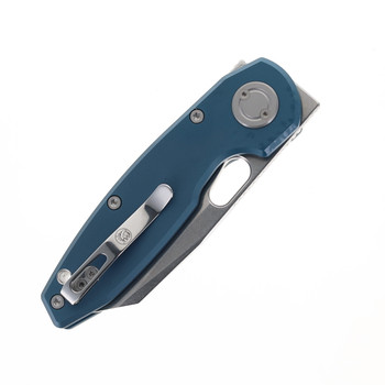 Vosteed Ankylo Vanchor Lock Pocket Knife Blue Aluminum Handle Stonewashed Elmax Blade A1912