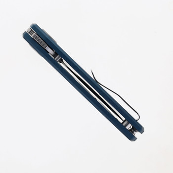 Vosteed Ankylo Vanchor Lock Pocket Knife Blue Aluminum Handle Stonewashed Elmax Blade A1912