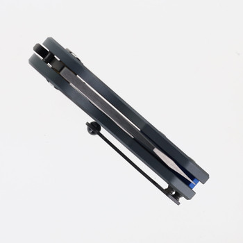 Begg Micro Burst Button Lock Folding Knife Gray Aluminum Handle VG-10 Wharncliffe Plain Edge Satin Finish BG059