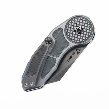 Begg Micro Burst Button Lock Folding Knife Gray Aluminum Handle VG-10 Wharncliffe Plain Edge Satin Finish BG059