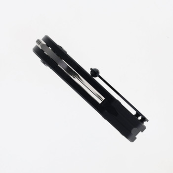 Begg Micro Burst Button Lock Folding Knife Black Aluminum Handle VG-10 Wharncliffe Plain Edge Satin Finish BG060