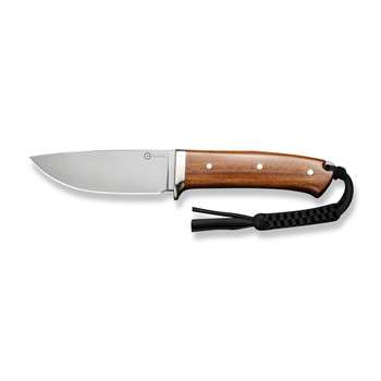 Civivi Cloud Peak Fixed Blade Knife Guibourtia Wood Handle Nitro-V Drop Point Plain Edge Satin Finish C23044-3