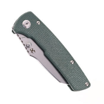 Kansept Main Street Folding Knife Green Micarta Handle 154CM Plain Edge Stonewash Finish T1015E2