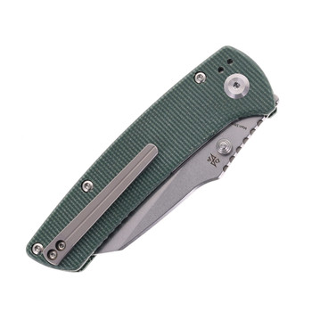 Kansept Main Street Folding Knife Green Micarta Handle 154CM Plain Edge Stonewash Finish T1015E2