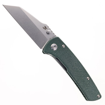 Kansept Main Street Folding Knife Green Micarta Handle 154CM Plain Edge Stonewash Finish T1015E2