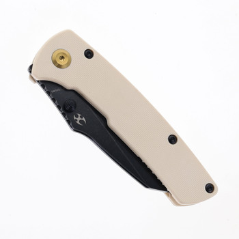 Kansept Main Street Folding Knife White G10 Handle 154CM Plain Edge Blackwash Finish T1015E3