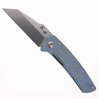 Kansept Main Street Folding Knife Blue Micarta Handle 154CM Plain Edge Stonewash Finish T1015E5