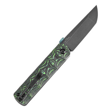 Kansept BTF Folding Knife Grass Green Carbon Fiber  Handle S35VN Plain Edge Blackwash Finish K1064A2