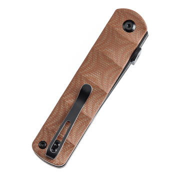 Discontinued Kansept BTF Folding Knife Brown Micarta Handle Damascus Plain Edge  K1064A5